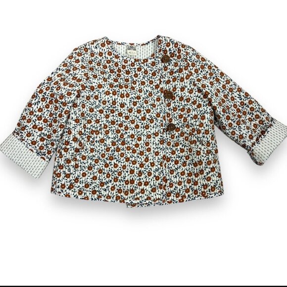 Bonbon Girls Floral Cotton Jacket Sz 6‎ Fall Winter Cottagecore Whimsical Girly - Picture 1 of 7